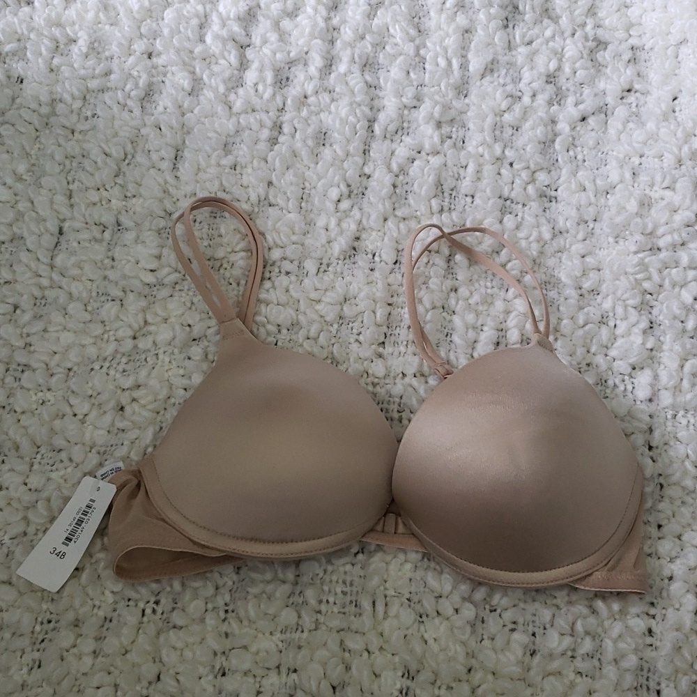 La senza beige nude push up bra adjustable straps front clasp 34B